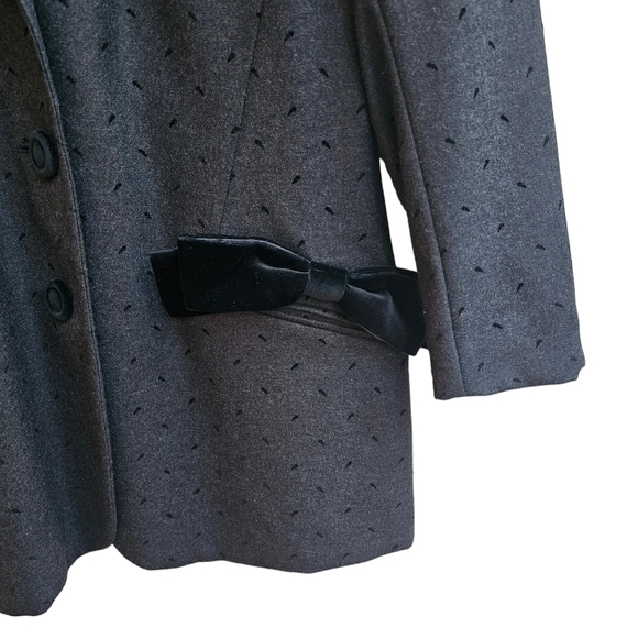 Apriori Wool and Viscose Riding Style Jacket with Bows on Pockets, Size Medium - Picture 4 of 9